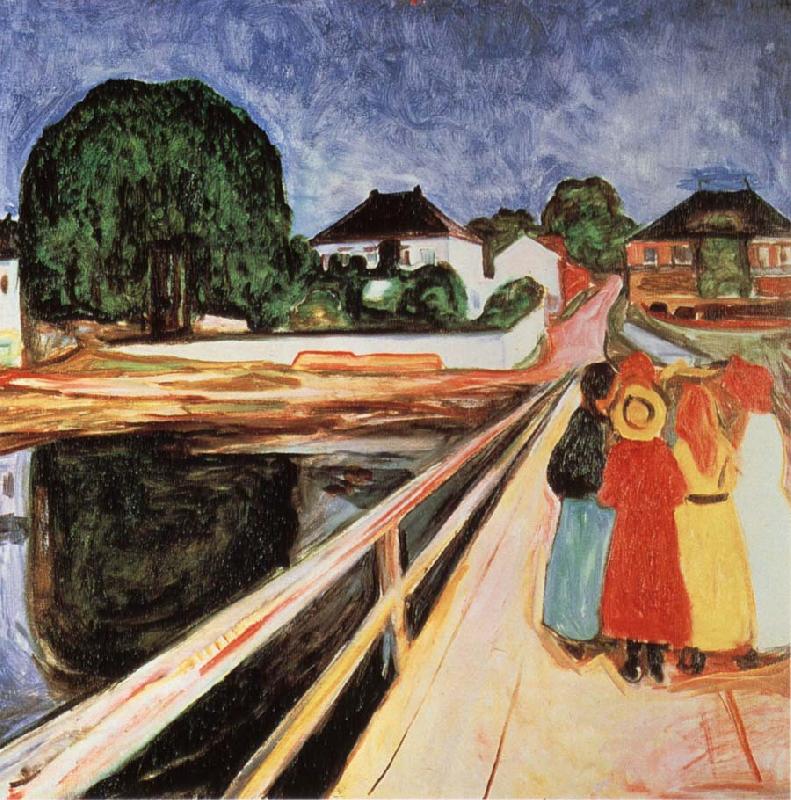 Edvard Munch Four girls on a bridge Germany oil painting art